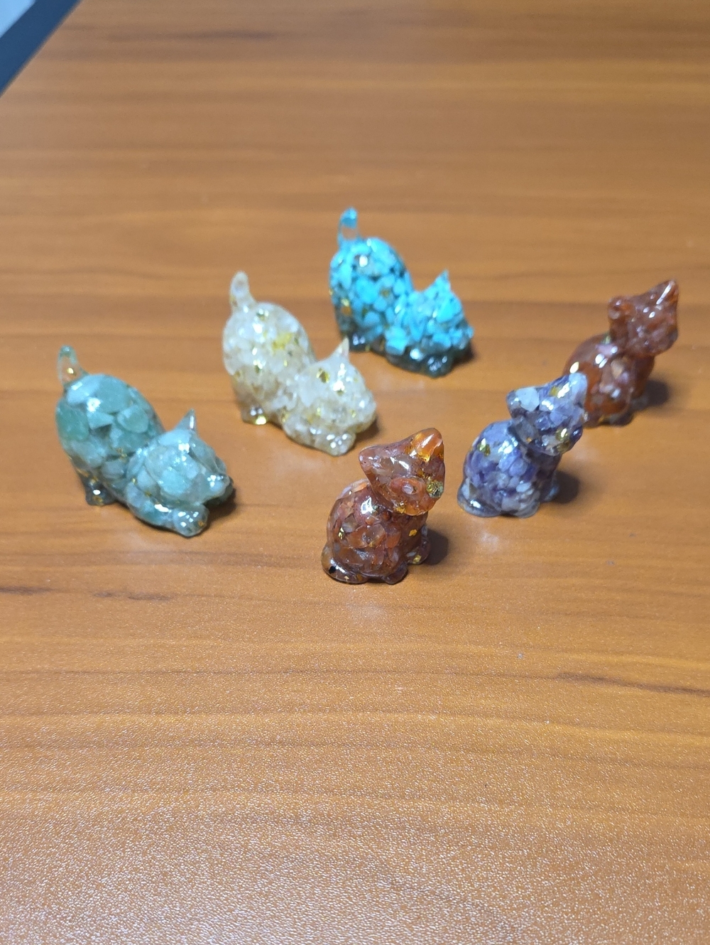 Handmade Multicolor Crystal Cat Figurine - Assorted Colors